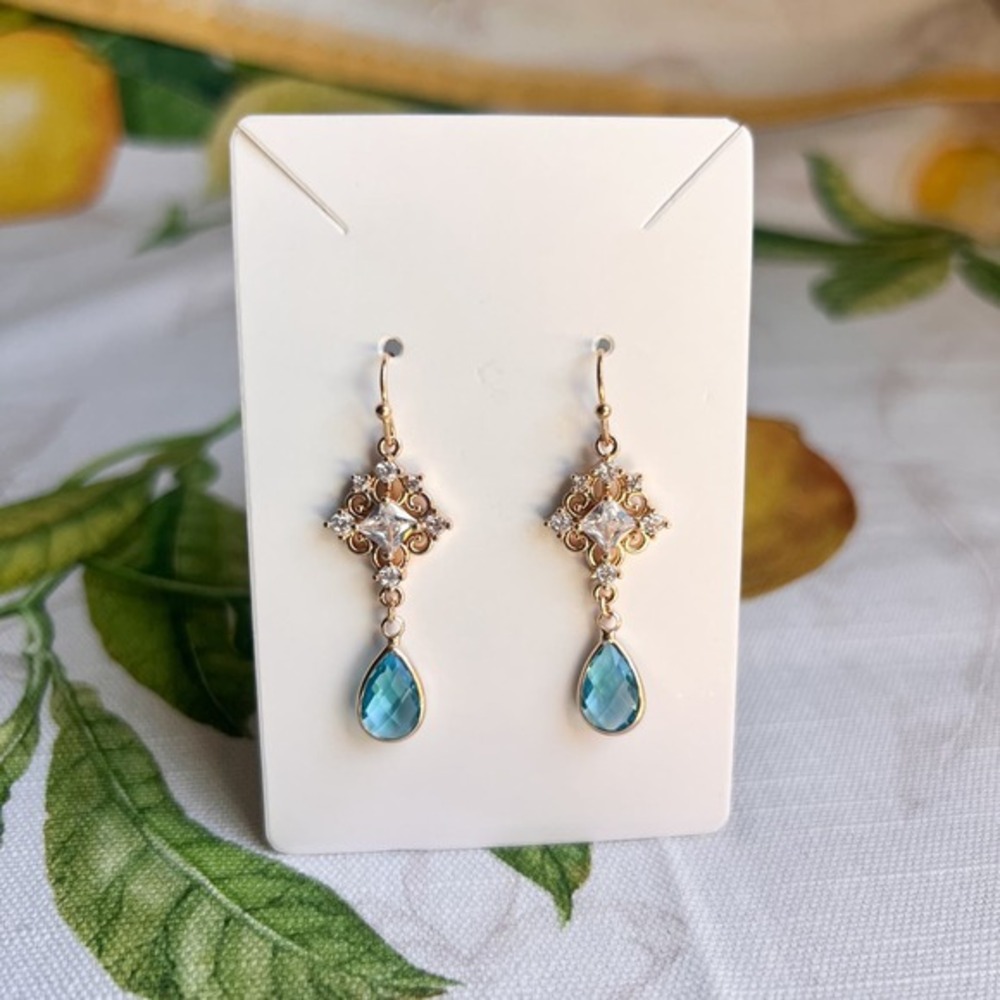 Boho Bridal Earrings, Aquamarine, Bridgerton Jewelry, Victorian, Romantic